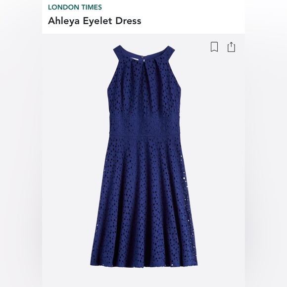 LONDON TIMES Ahleya Eyelet Dress | 6P | Blue - Picture 1 of 6